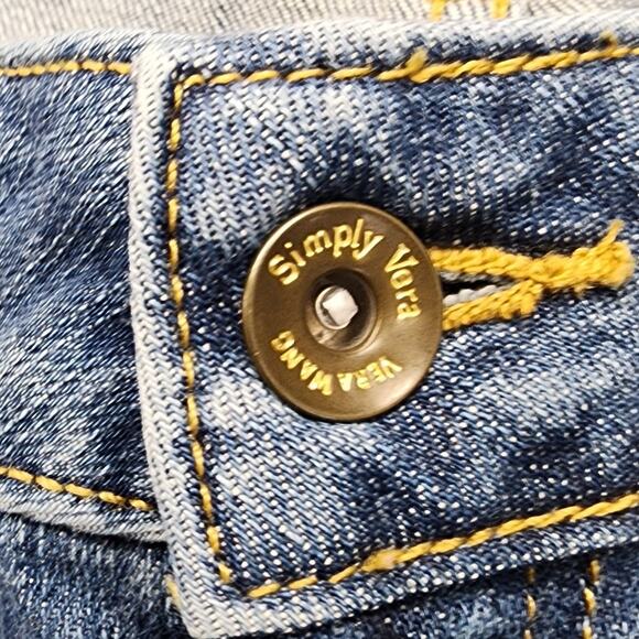 Simply Vera Vera Wang Jeans Womens 12 Blue Distressed Crop Straight Leg Stretch - Picture 2 of 14